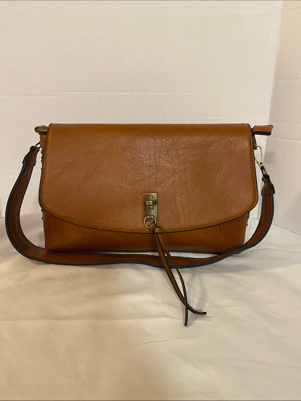 Everyday Cognac Flap Bag with Tassel Detail